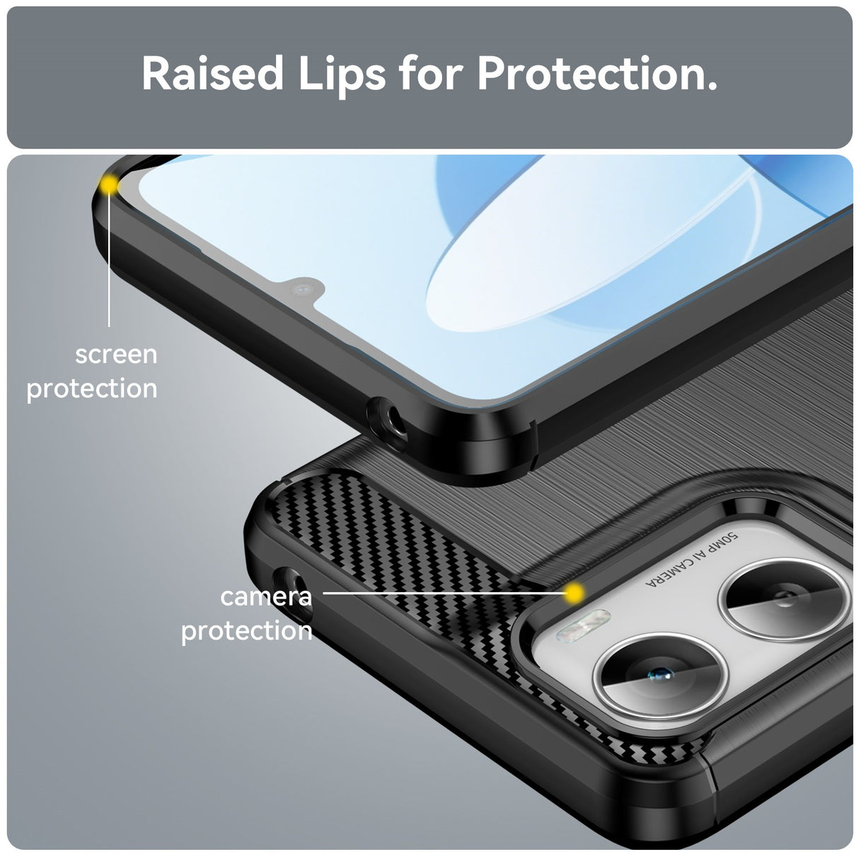 Motorola Moto G06 / G06 Power EIDERWOOD Carbon Fiber Case with Screen Protection - Black