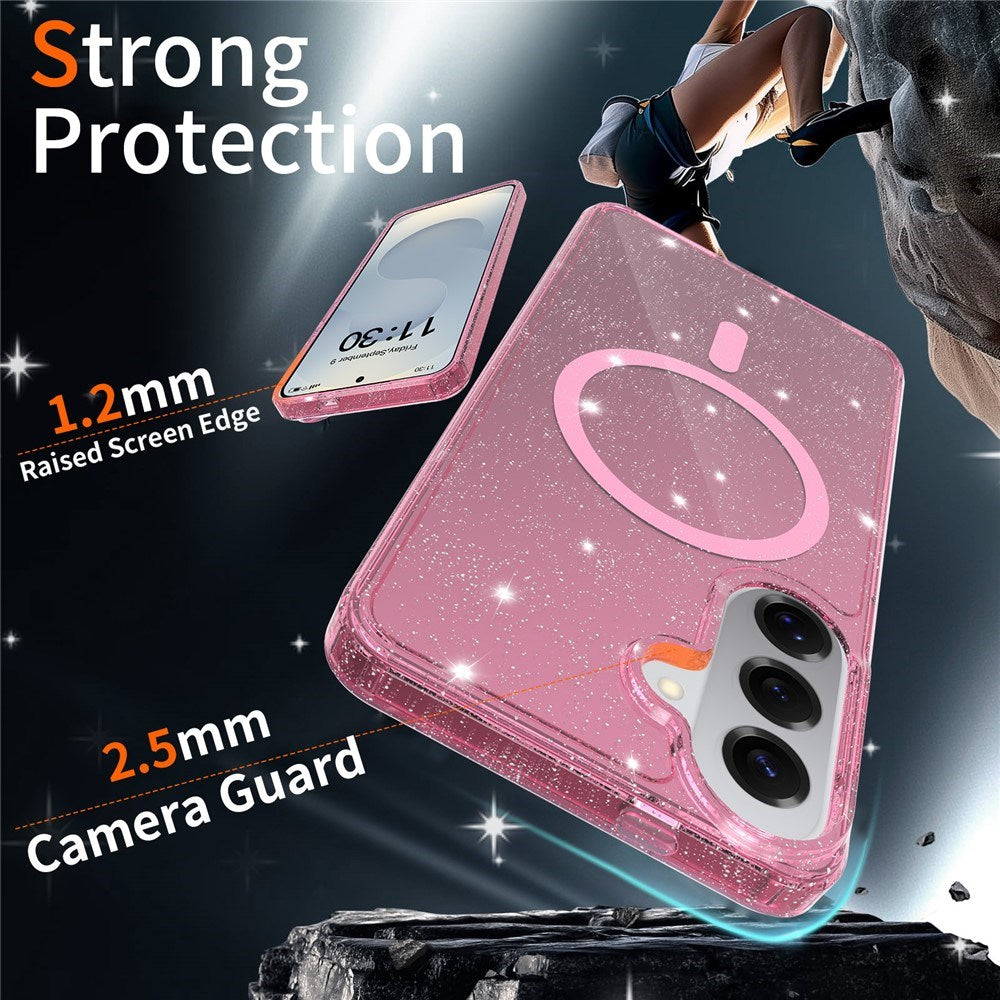 Samsung Galaxy S26+ (Plus) EIDERWOOD Magnetic Plastic Glitter Case - MagSafe Compatible - Transparent / Pink