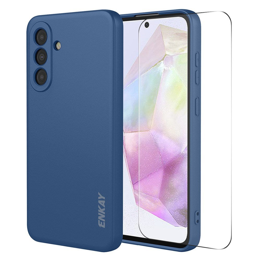 Samsung Galaxy A37 ENKAY Silicone Case with Screen Protector - Blue