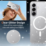 Samsung Galaxy S26+ (Plus) EIDERWOOD Magnetic Plastic Glitter Case with Screen Protector Glass – MagSafe Compatible – Transparent