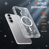 Samsung Galaxy S26+ (Plus) EIDERWOOD Magnetic Plastic Glitter Case with Screen Protector Glass – MagSafe Compatible – Transparent