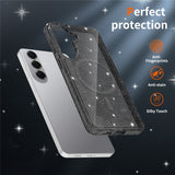 Samsung Galaxy S26+ (Plus) EIDERWOOD Magnetic Plastic Glitter Case with Screen Protector Glass – MagSafe Compatible – Transparent / Black