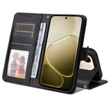 OPPO A6x EIDERWOOD Faux Leather Flip Case with Card Holder & Stand Function - Black