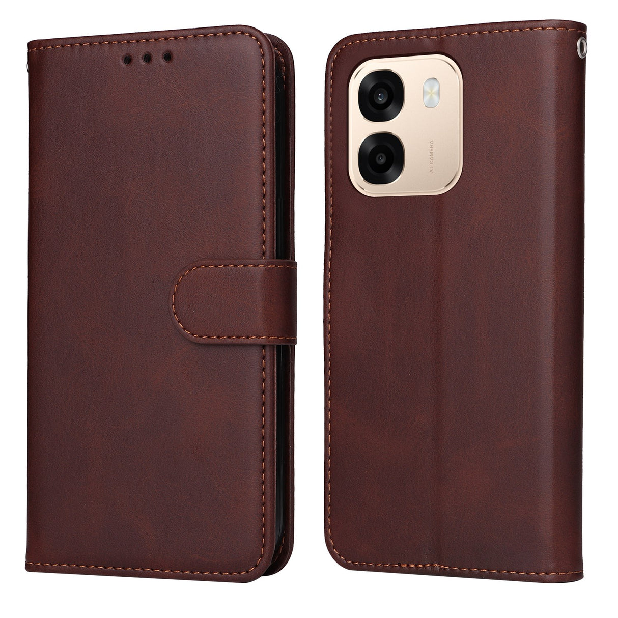 OPPO A6x EIDERWOOD Faux Leather Flip Case with Card Holder & Stand Function - Brown
