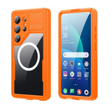 Samsung Galaxy S26 Ultra Redpebber Waterproof Hybrid Plastic Case – MagSafe Compatible – Orange