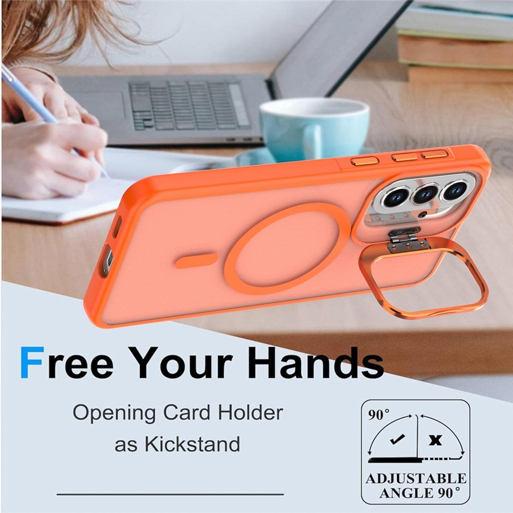 Samsung Galaxy A37 EIDERWOOD Hybrid Case with Kickstand - MagSafe Compatible - Orange
