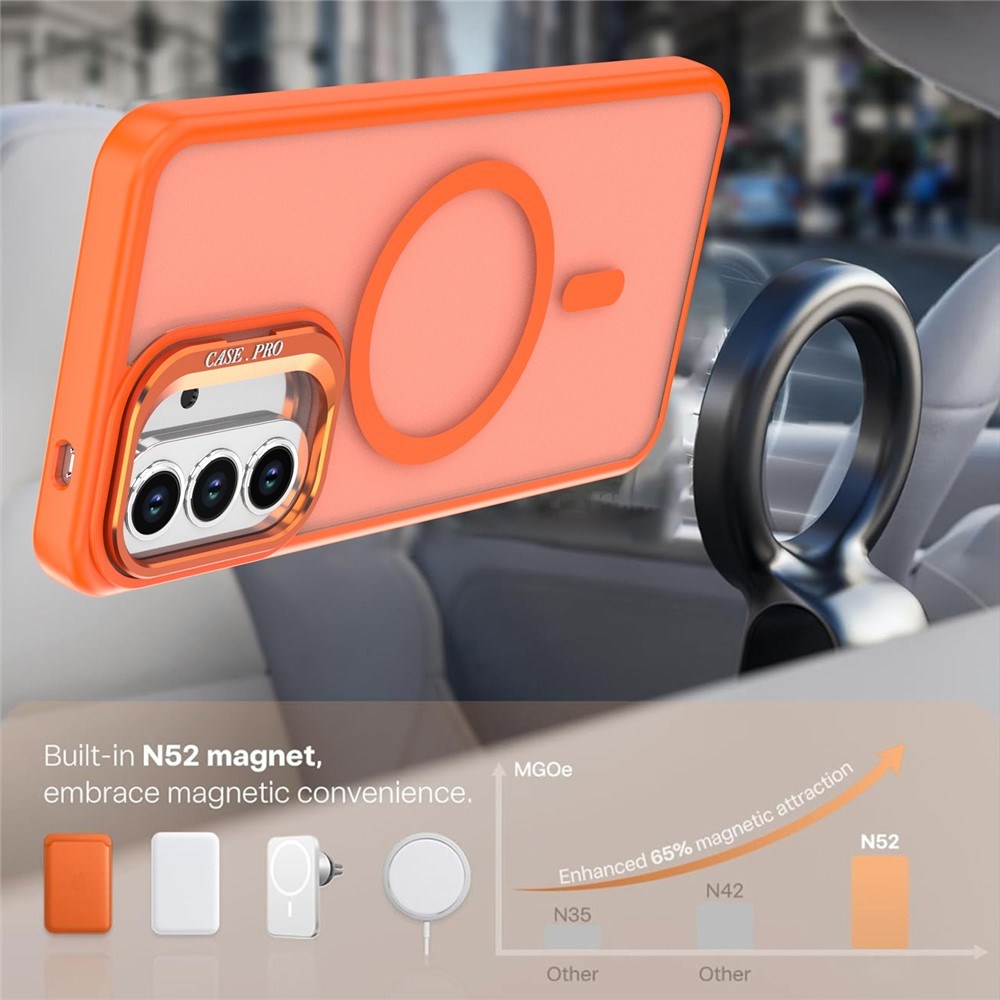 Samsung Galaxy A37 EIDERWOOD Hybrid Case with Kickstand - MagSafe Compatible - Orange