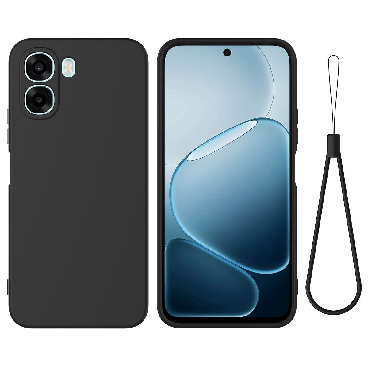 OPPO A6x EIDERWOOD Silicone Case with Strap - Black