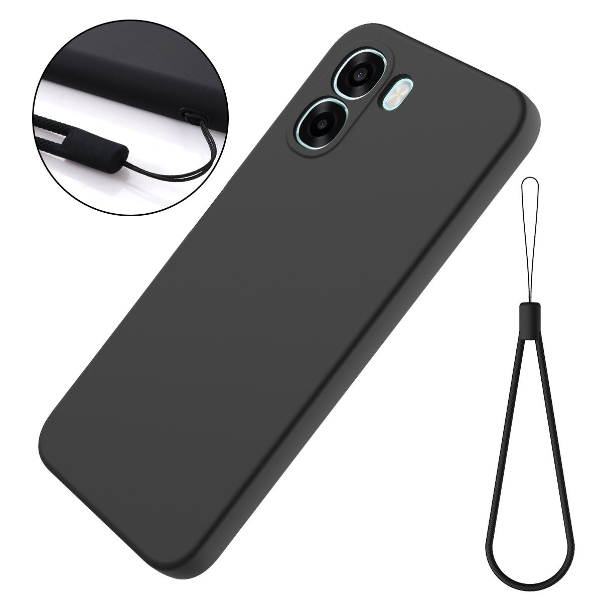 OPPO A6x EIDERWOOD Silicone Case with Strap - Black