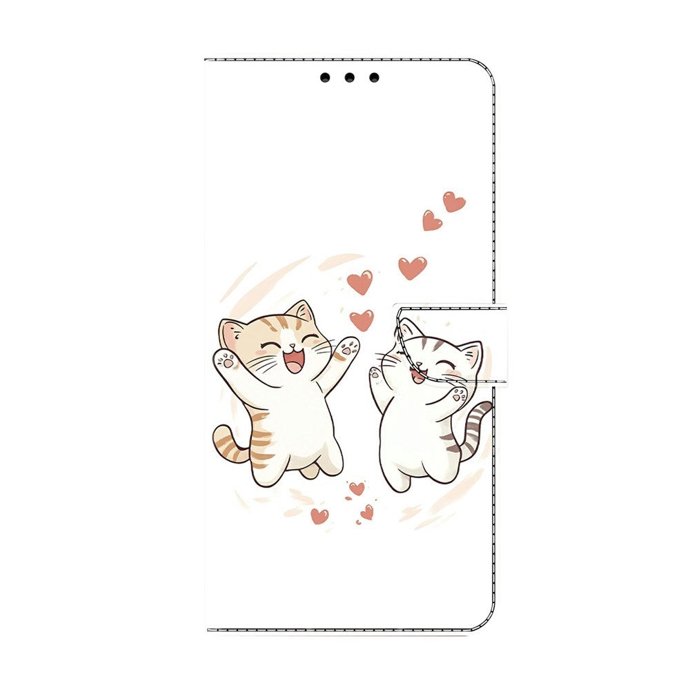 Samsung Galaxy A37 EIDERWOOD Faux Leather Case with Built-in Card Holder & Stand Function - Cats and Hearts