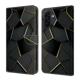 Samsung Galaxy A37 EIDERWOOD Faux Leather Case with Built-in Card Holder & Stand Function - Black / Gold