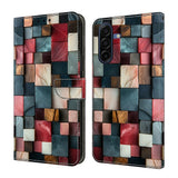 Samsung Galaxy A57 EIDERWOOD Faux Leather Case with Built-in Card Holder & Stand Function - Colorful Squares