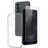 Samsung Galaxy S26+ (Plus) NORTHJO 3-in-1 Protection Set with Flexible Plastic Case / Tempered Screen Protector Glass / Camera Lens Protector Glass - Transparent