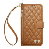 iPhone 18 Pro / 17 Pro EIDERWOOD Faux Leather Flip Case with Texture & Strap - Brown