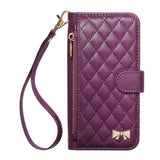 iPhone 18 Pro / 17 Pro EIDERWOOD Faux Leather Flip Case with Texture & Strap - Purple