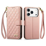 iPhone 18 Pro / 17 Pro EIDERWOOD Faux Leather Flip Case with Texture & Strap - Pink