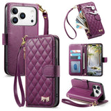 iPhone 18 Pro Max / 17 Pro Max EIDERWOOD Faux Leather Flip Case with Texture & Strap - Purple