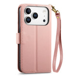 iPhone 18 Pro Max / 17 Pro Max EIDERWOOD Faux Leather Flip Case with Texture & Strap - Pink