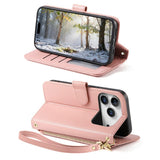 iPhone 18 Pro Max / 17 Pro Max EIDERWOOD Faux Leather Flip Case with Texture & Strap - Pink
