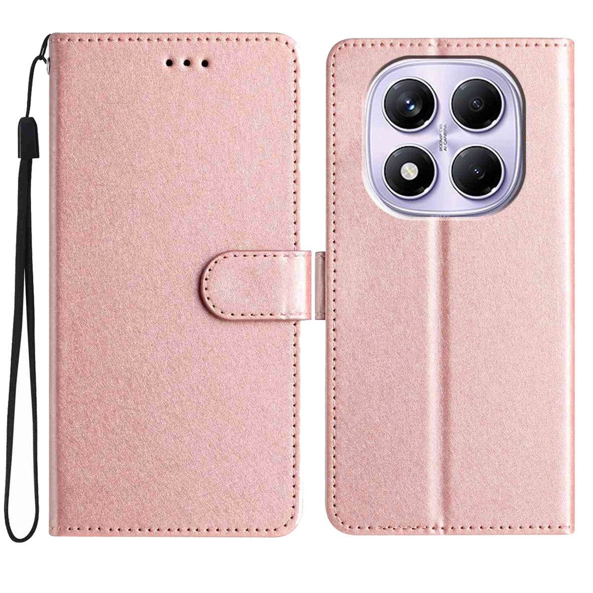 Xiaomi Redmi Note 15 (5G) / Poco M8 (5G) EIDERWOOD Faux Leather Flip Case with Strap – Rose Gold