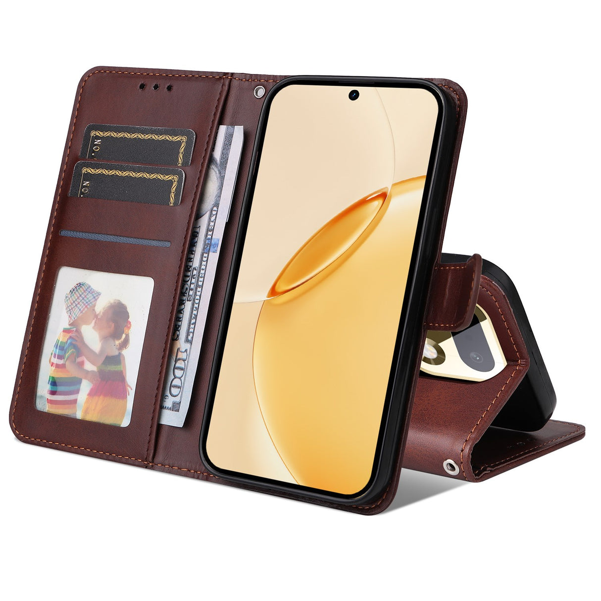 Realme 16 Pro+ EIDERWOOD Faux Leather Flip Case with Strap - Brown