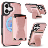 iPhone 17 EIDERWOOD Faux Leather Back Case with Card Holder & Stand Function - MagSafe Compatible - Pink