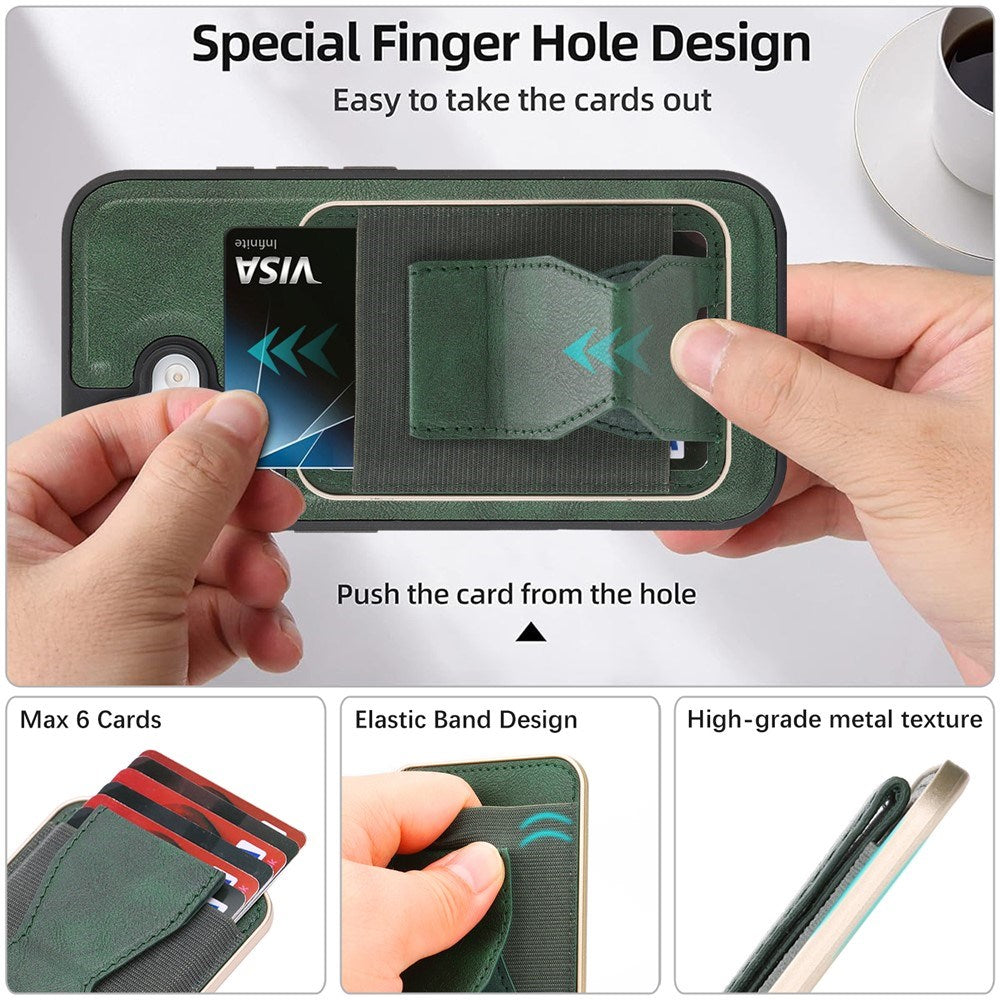 iPhone 17 EIDERWOOD Faux Leather Back Case with Card Holder & Stand Function - MagSafe Compatible - Green