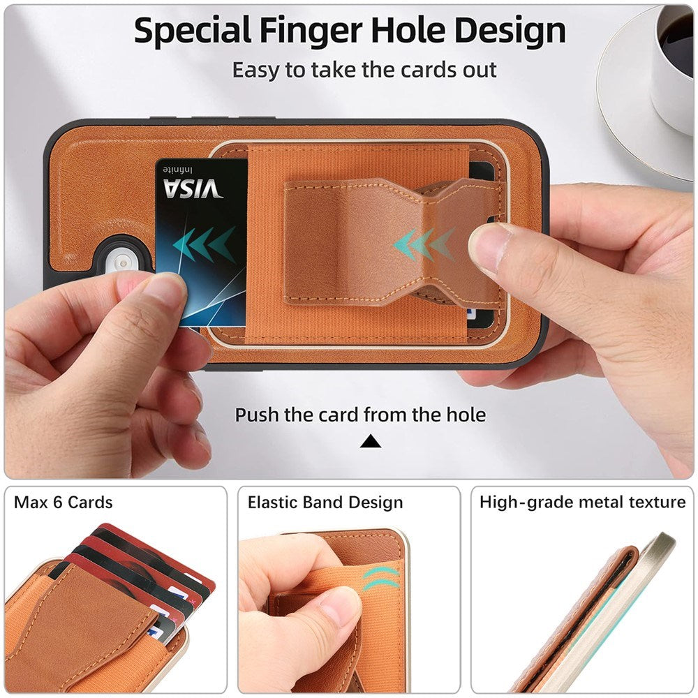 iPhone 17 EIDERWOOD Faux Leather Back Case with Card Holder & Stand Function - MagSafe Compatible - Brown