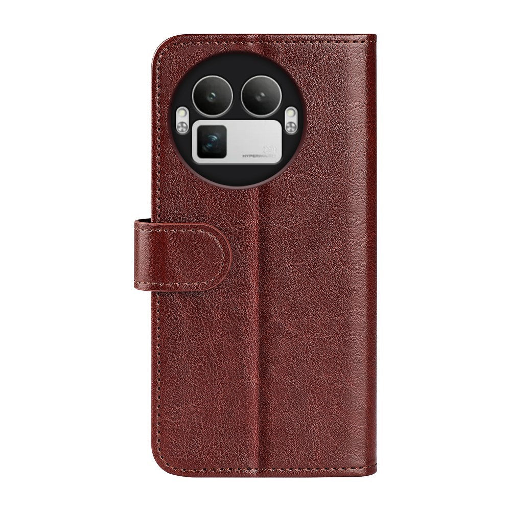 Realme GT 8 Pro EIDERWOOD Faux Leather Flip Case with Card Holder & Stand Function - Brown