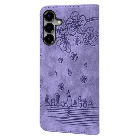 Samsung Galaxy S26 EIDERWOOD Flip Cover with Print / Card Holder / Strap - Purple