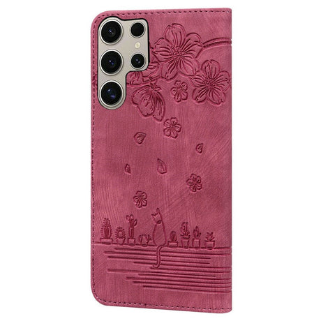 Samsung Galaxy S26 Ultra EIDERWOOD Flip Cover with Print / Card Holder / Strap - Red