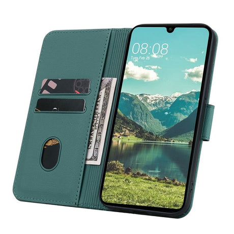 Samsung Galaxy A57 EIDERWOOD Flip Cover with Print - Card Holder and Strap - Green