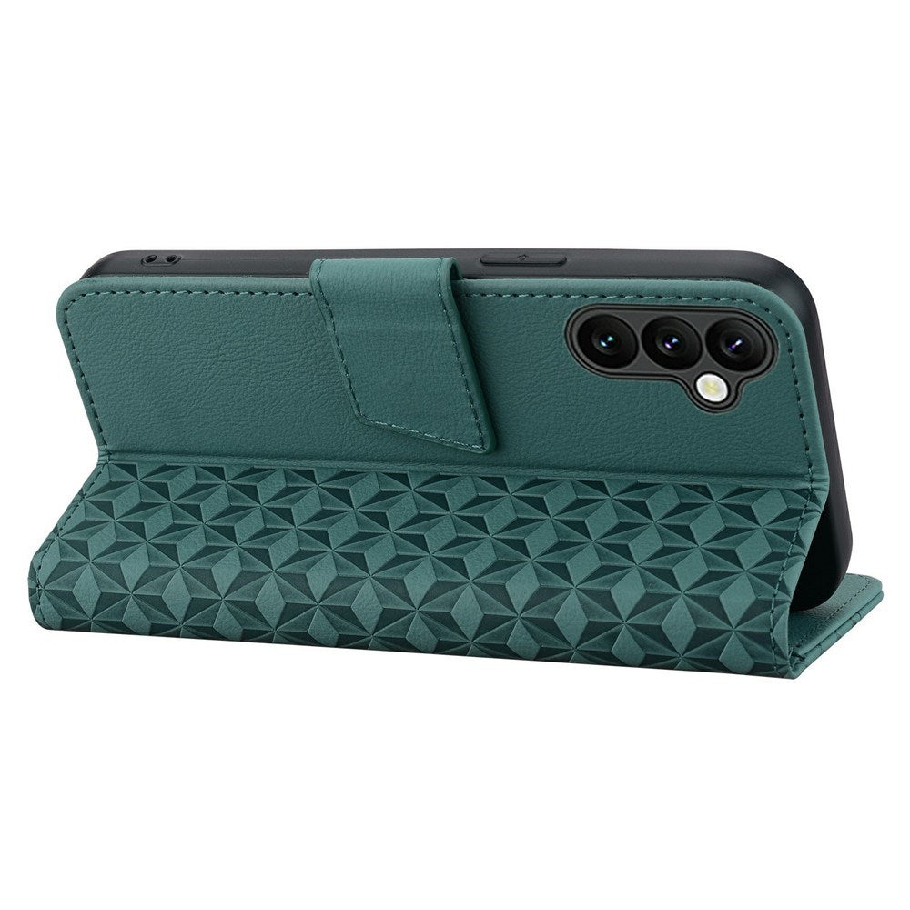 Samsung Galaxy A57 EIDERWOOD Flip Cover with Print - Card Holder and Strap - Green