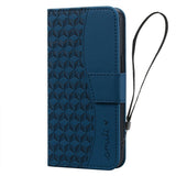 Samsung Galaxy A57 EIDERWOOD Flip Cover with Print - Card Holder and Strap - Blue