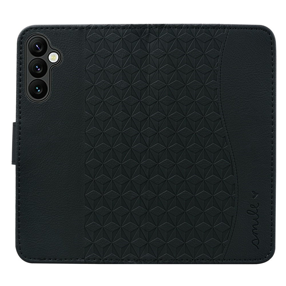 Samsung Galaxy A57 EIDERWOOD Flip Cover with Print - Card Holder and Strap - Black