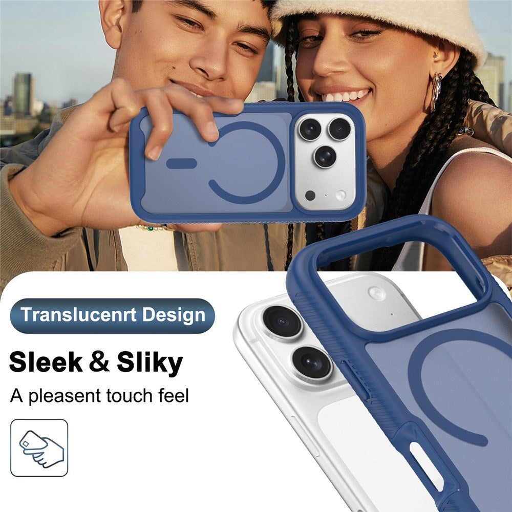 iPhone 18 Pro / 17 Pro EIDERWOOD 2-in-1 Matte Hybrid Plastic Case w. Screen Protector Film - MagSafe Compatible - Blue