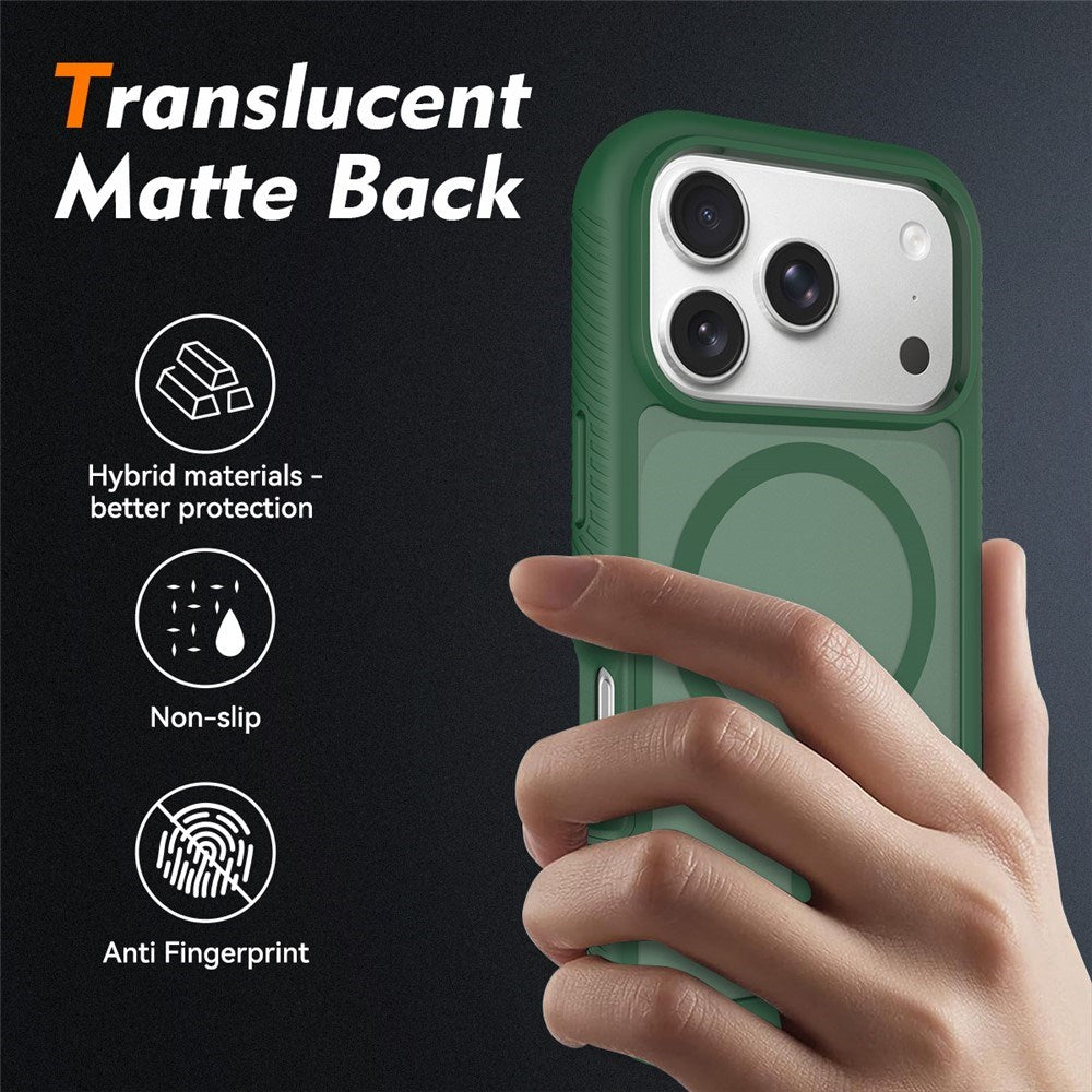 iPhone 18 Pro / 17 Pro EIDERWOOD 2-in-1 Matte Hybrid Plastic Case w. Screen Protector Film - MagSafe Compatible - Green
