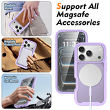 iPhone 18 Pro / 17 Pro EIDERWOOD 2-in-1 Matte Hybrid Plastic Case w. Screen Protector Film - MagSafe Compatible - Purple