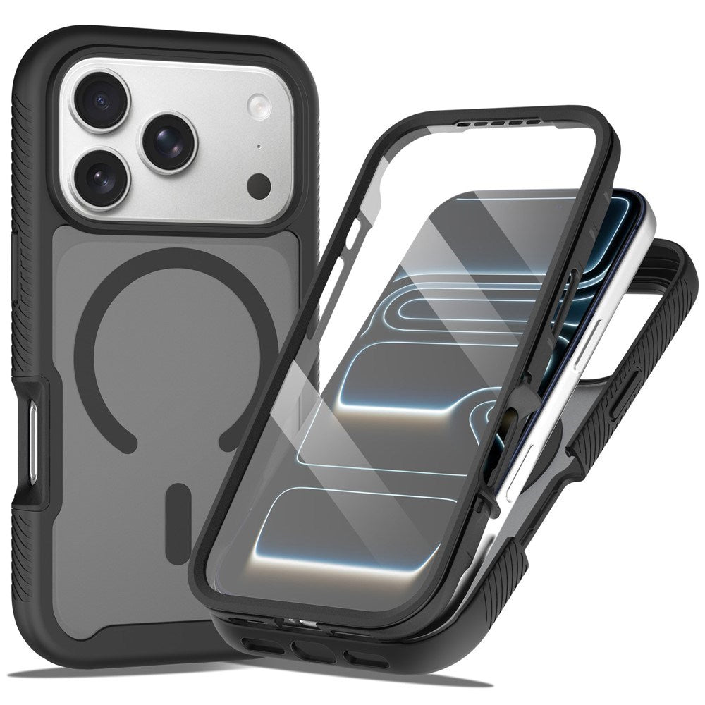 iPhone 18 Pro Max / 17 Pro Max EIDERWOOD 2-in-1 Matte Hybrid Plastic Case w. Screen Protector Film - MagSafe Compatible - Black