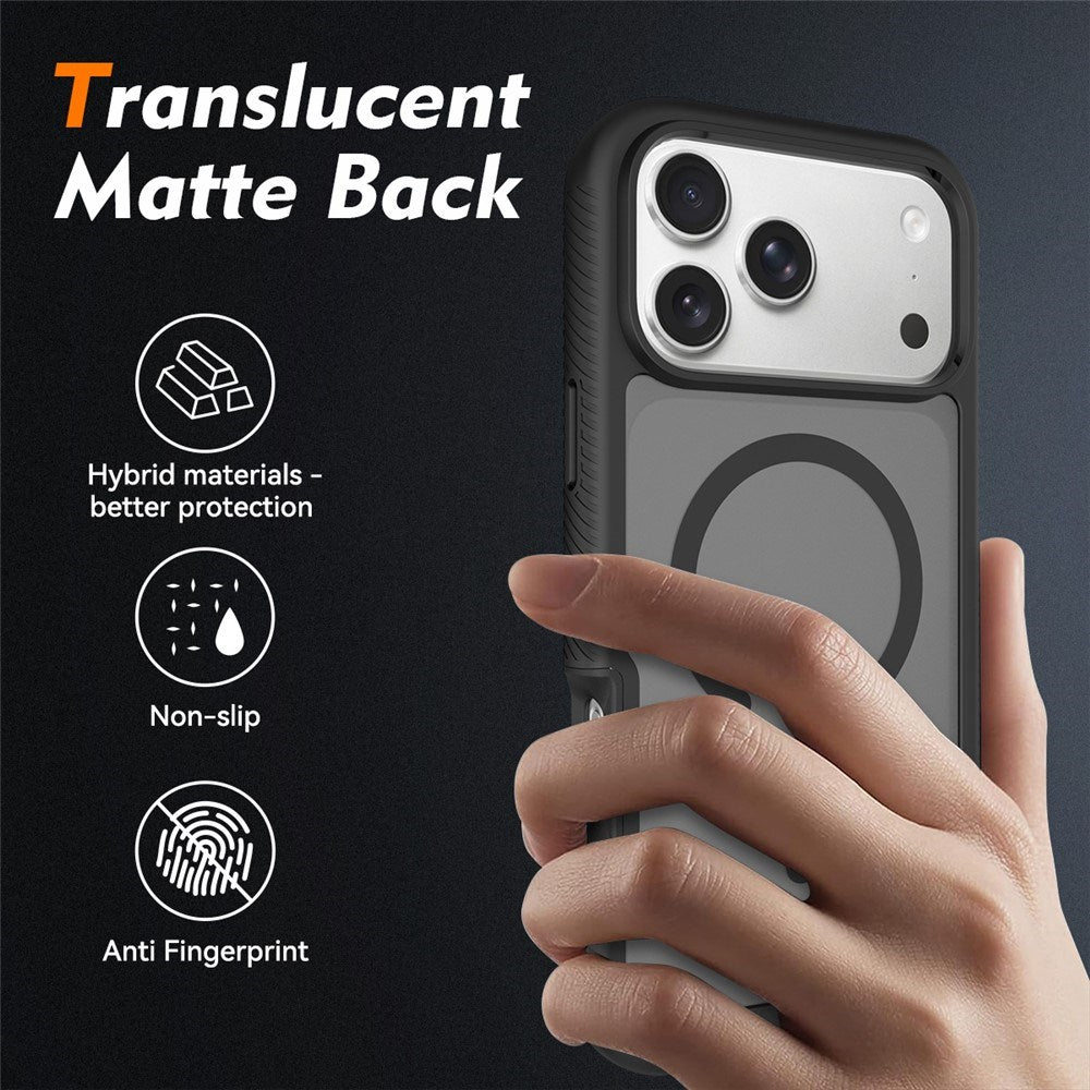 iPhone 18 Pro Max / 17 Pro Max EIDERWOOD 2-in-1 Matte Hybrid Plastic Case w. Screen Protector Film - MagSafe Compatible - Black