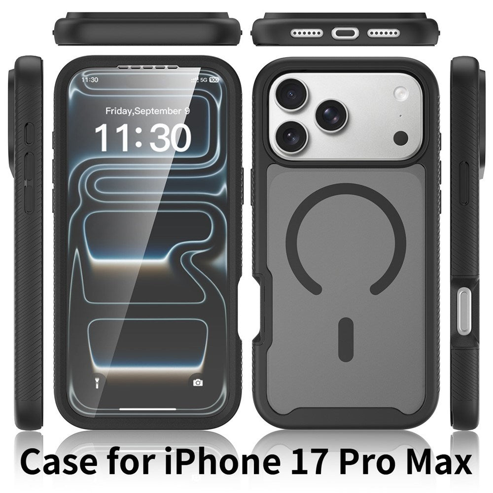 iPhone 18 Pro Max / 17 Pro Max EIDERWOOD 2-in-1 Matte Hybrid Plastic Case w. Screen Protector Film - MagSafe Compatible - Black