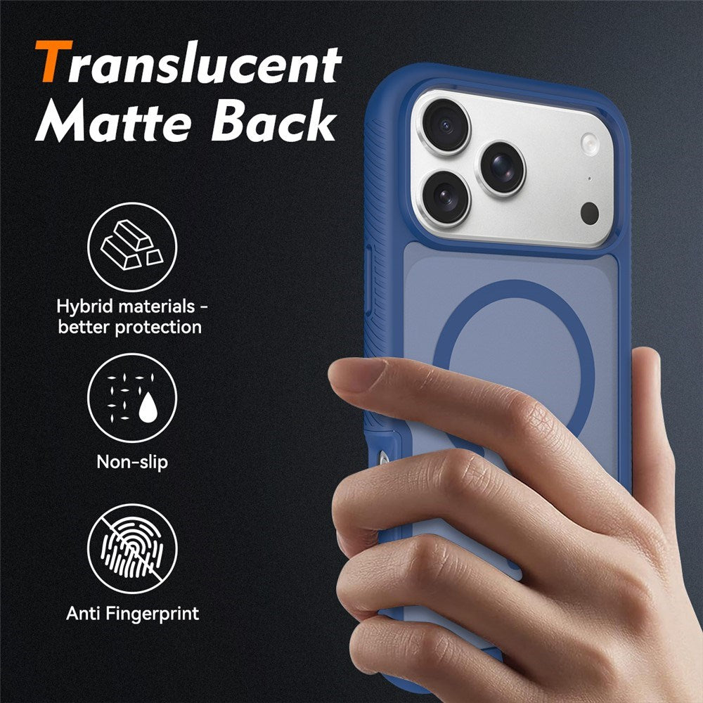 iPhone 18 Pro Max / 17 Pro Max EIDERWOOD 2-in-1 Matte Hybrid Plastic Case w. Screen Protector Film - MagSafe Compatible - Blue