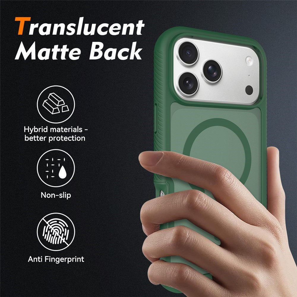 iPhone 18 Pro Max / 17 Pro Max EIDERWOOD 2-in-1 Matte Hybrid Plastic Case w. Screen Protector Film - MagSafe Compatible - Green