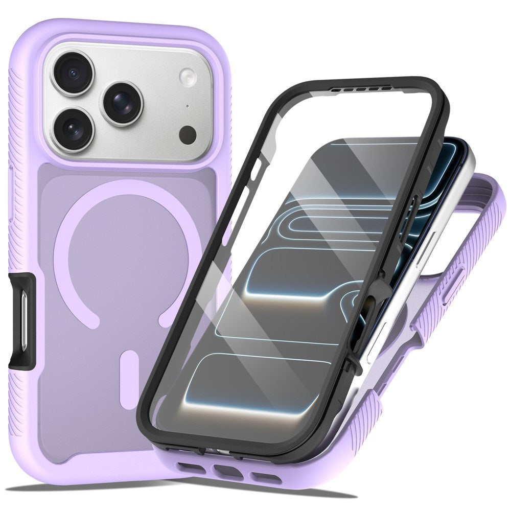 iPhone 18 Pro Max / 17 Pro Max EIDERWOOD 2-in-1 Matte Hybrid Plastic Case w. Screen Protector Film - MagSafe Compatible - Purple