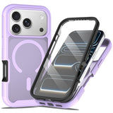 iPhone 18 Pro Max / 17 Pro Max EIDERWOOD 2-in-1 Matte Hybrid Plastic Case w. Screen Protector Film - MagSafe Compatible - Purple