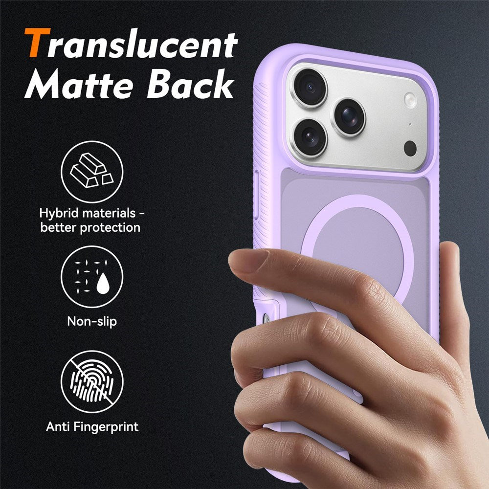 iPhone 18 Pro Max / 17 Pro Max EIDERWOOD 2-in-1 Matte Hybrid Plastic Case w. Screen Protector Film - MagSafe Compatible - Purple