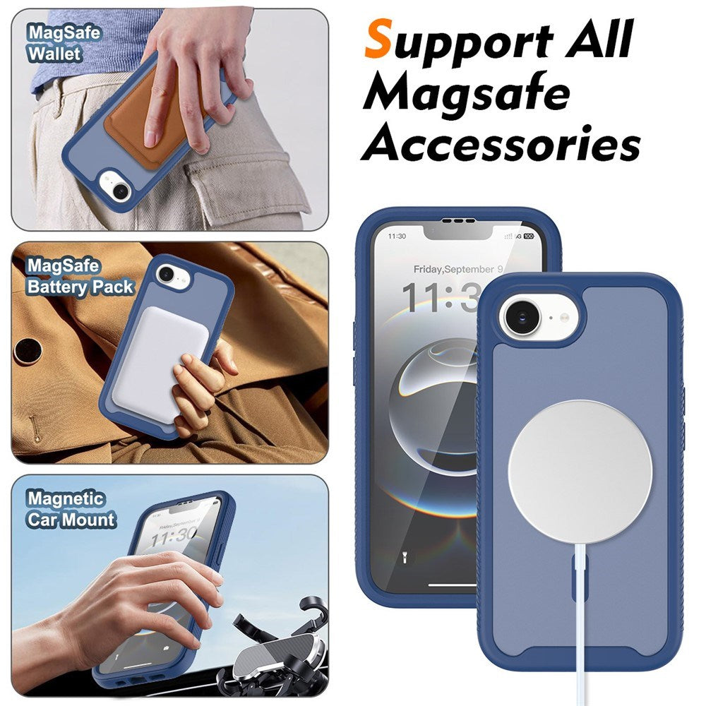 iPhone 17e / 16e EIDERWOOD Matte Hybrid Case with Screen Protector Frame - Blue