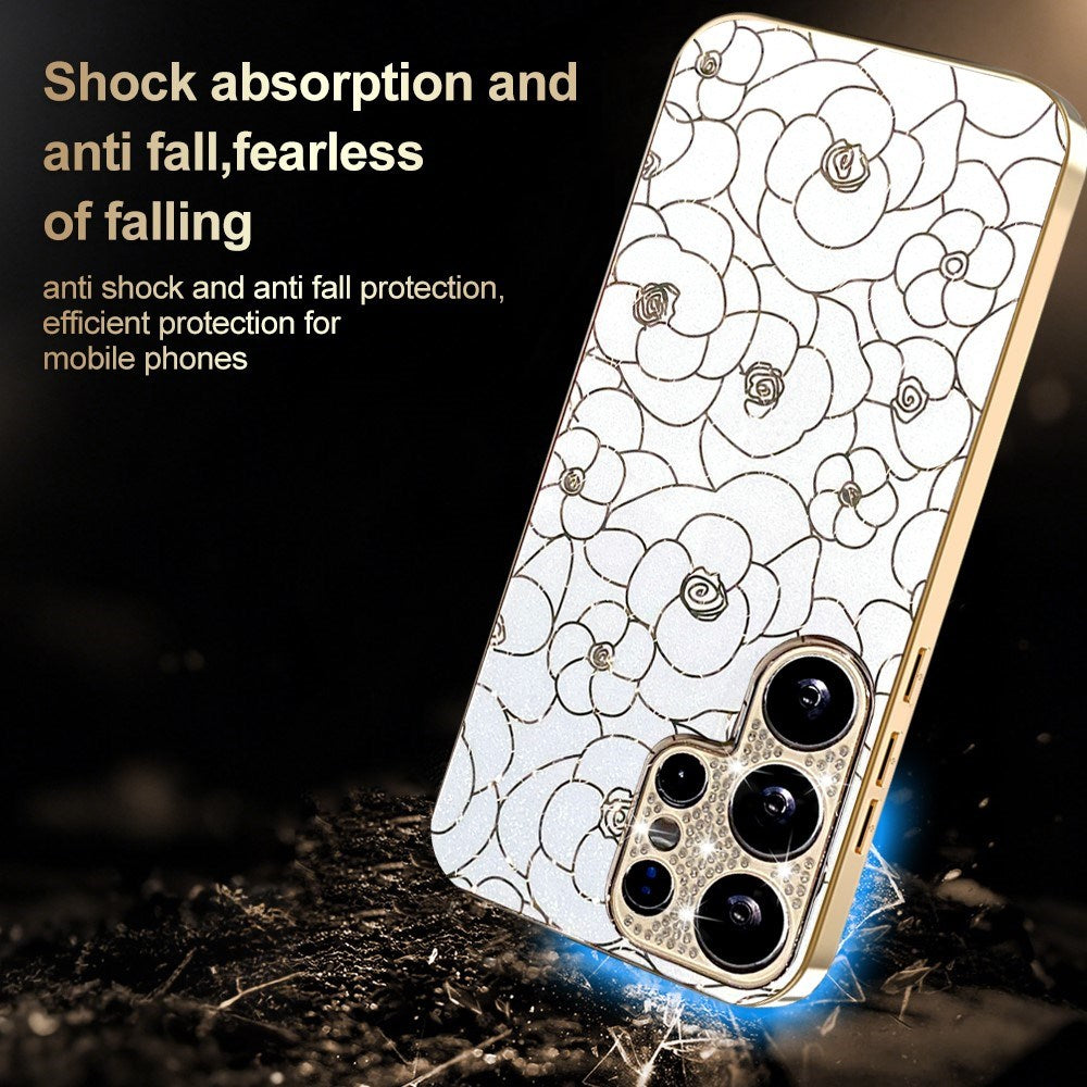 Samsung Galaxy S26 Ultra EIDERWOOD Hybrid Plastic Case with Flowers & Diamond Camera - White