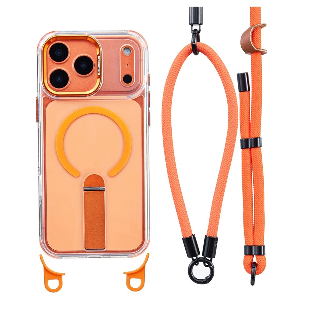 iPhone 17 Pro EIDERWOOD Case with Stand Function & Shoulder / Wrist Strap - MagSafe Compatible - Orange