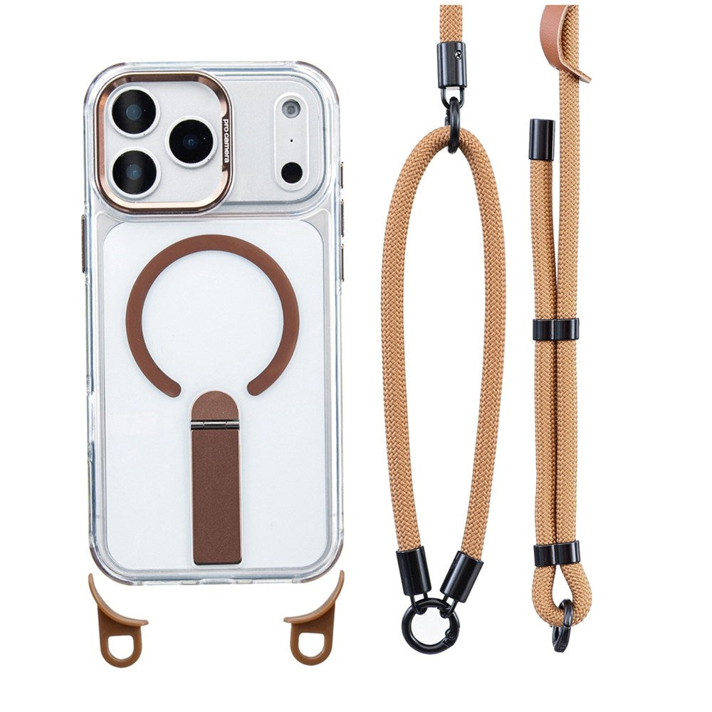 iPhone 17 Pro EIDERWOOD Case with Stand Function & Shoulder / Wrist Strap - MagSafe Compatible - Gold